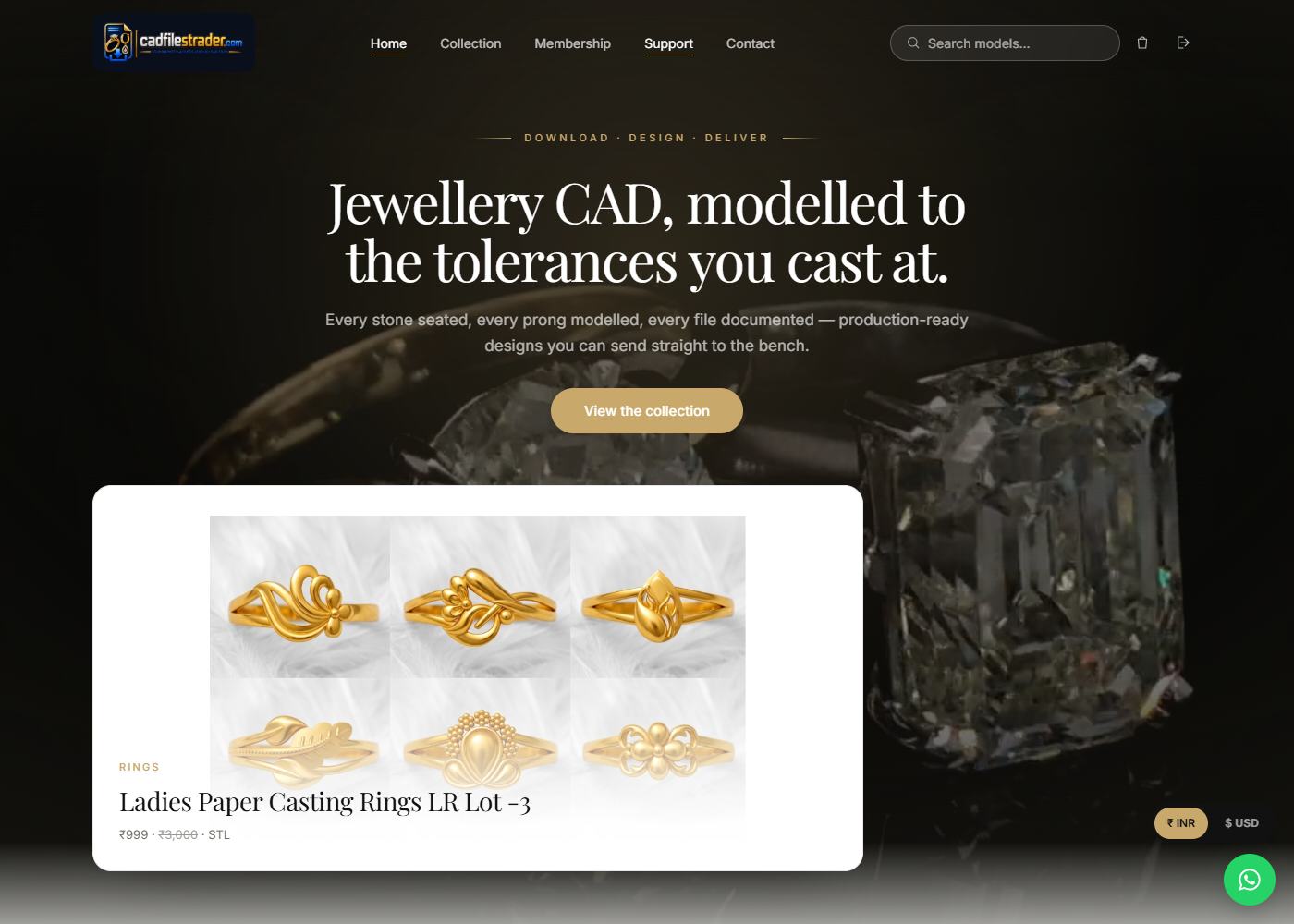 The CadFiles Trader jewellery CAD file storefront