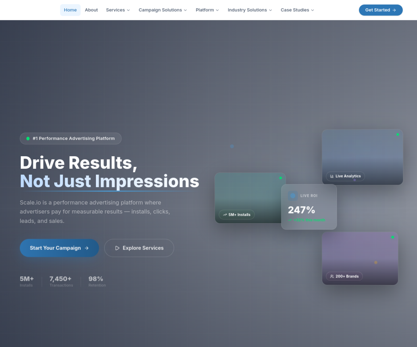 The Scale.io performance marketing agency website