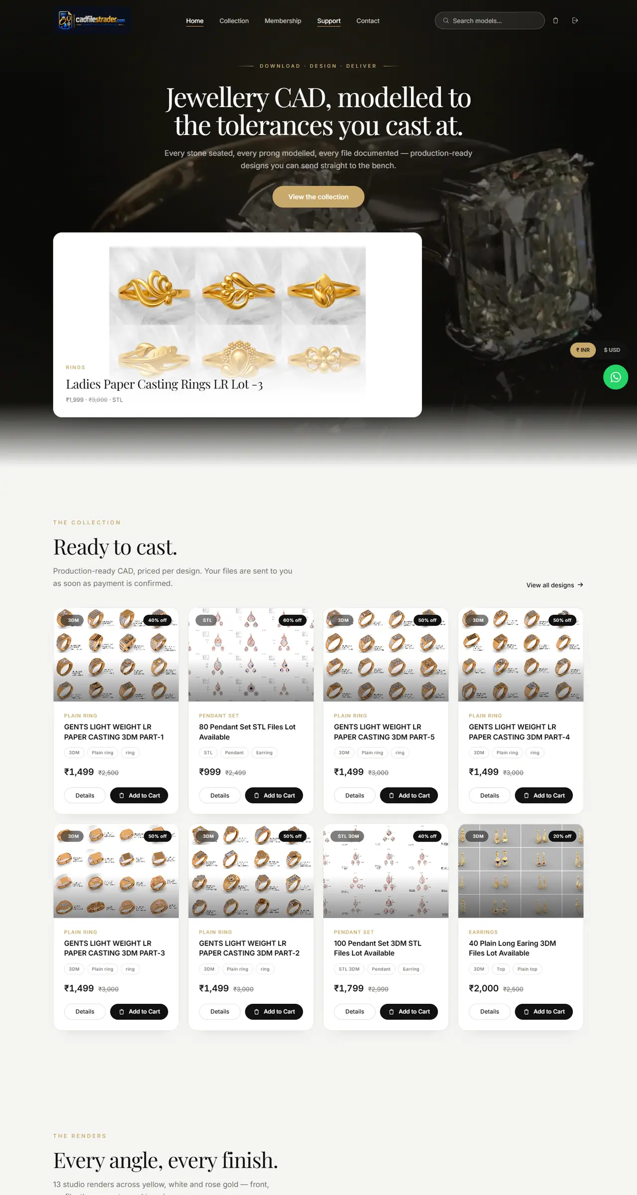 The CadFiles Trader jewellery CAD file storefront