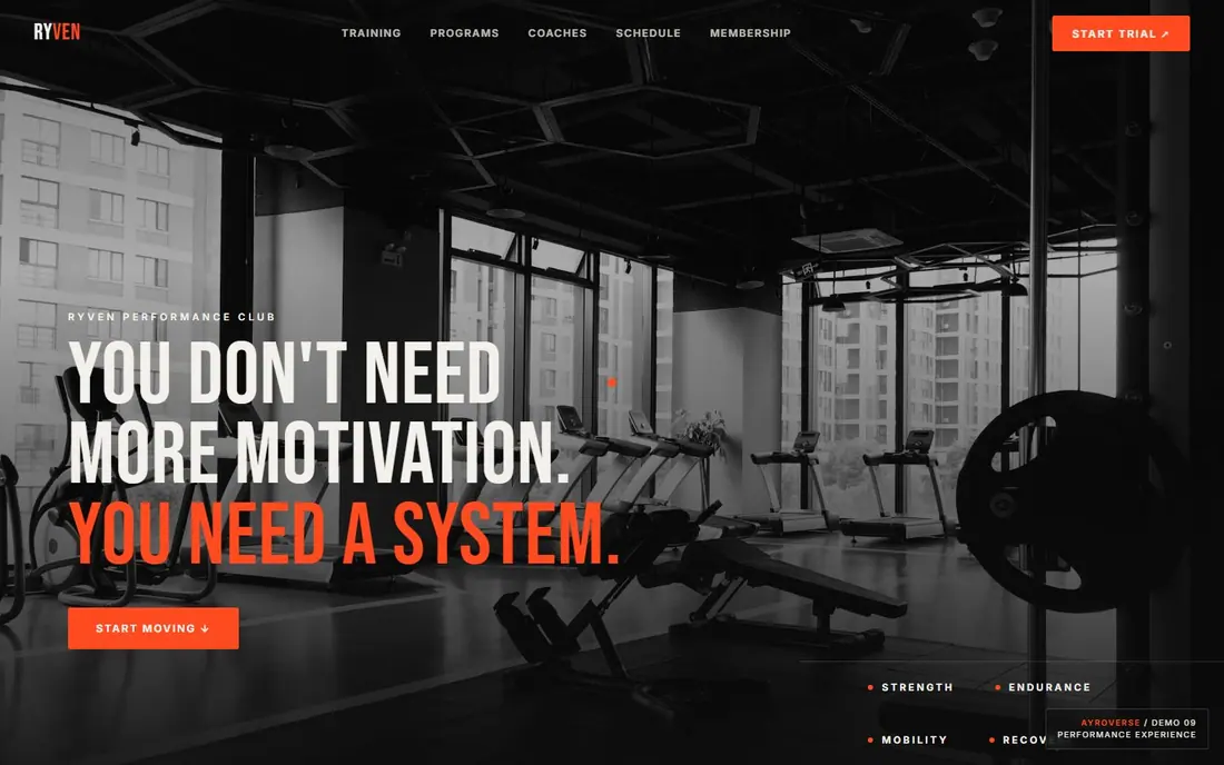 Fitness website concept by Ayroverse
