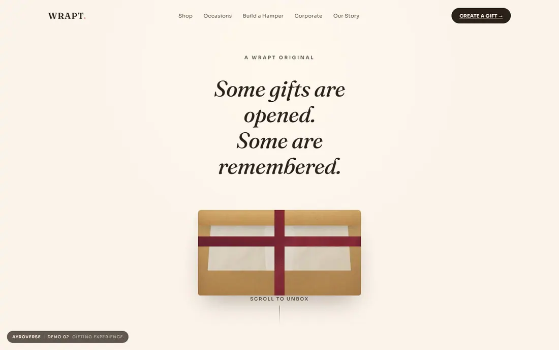 Gift Hampers website concept by Ayroverse