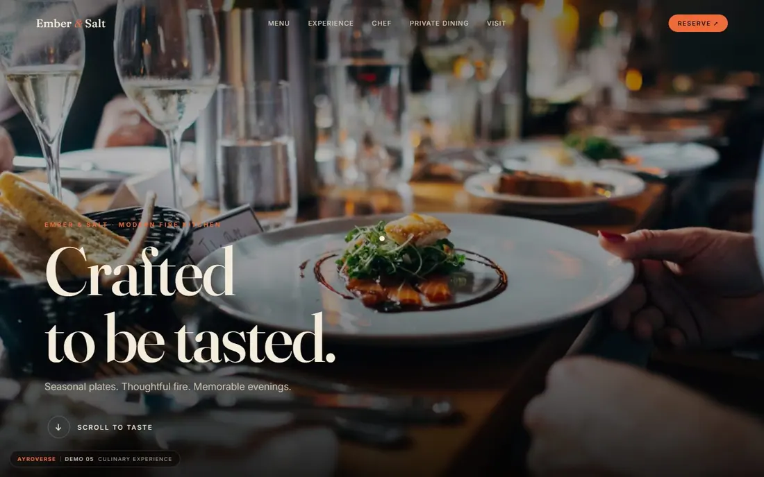 Restaurant website concept by Ayroverse