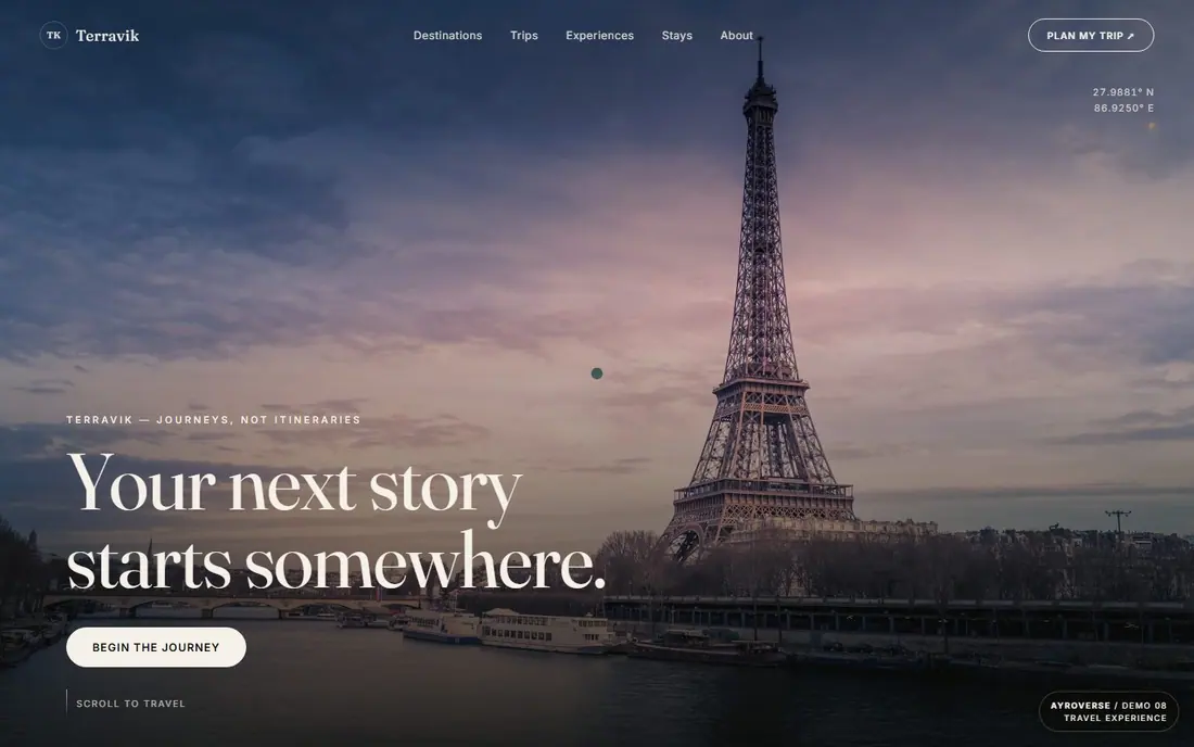 Travel website concept by Ayroverse