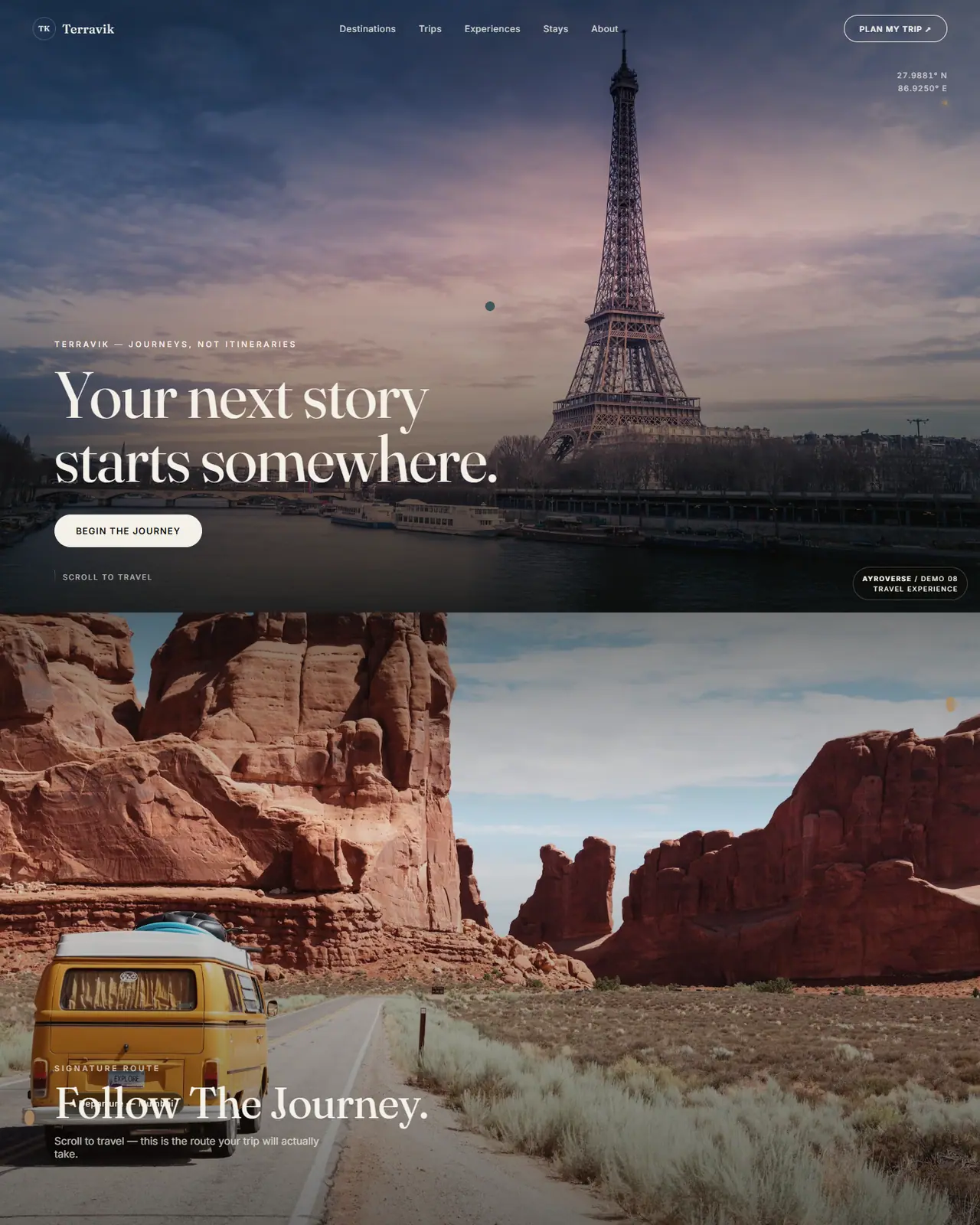 Travel website concept by Ayroverse